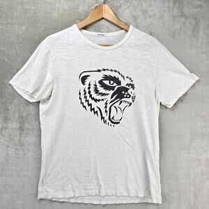 Hiro Clark Bear Shirt Medium White Made In Canada Sheer Cotton *FLAW*